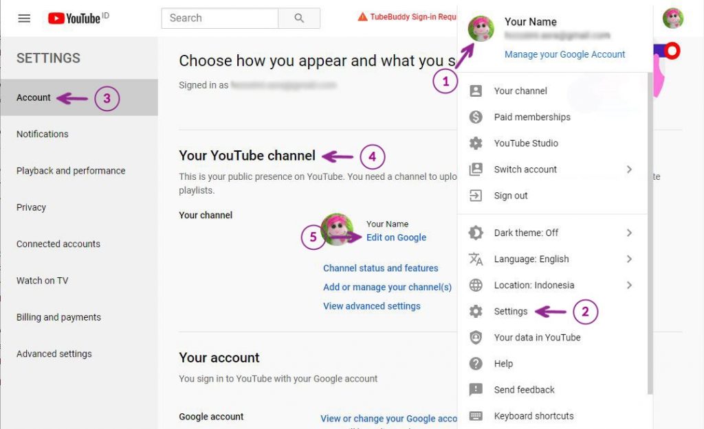 change the name of youtube channel